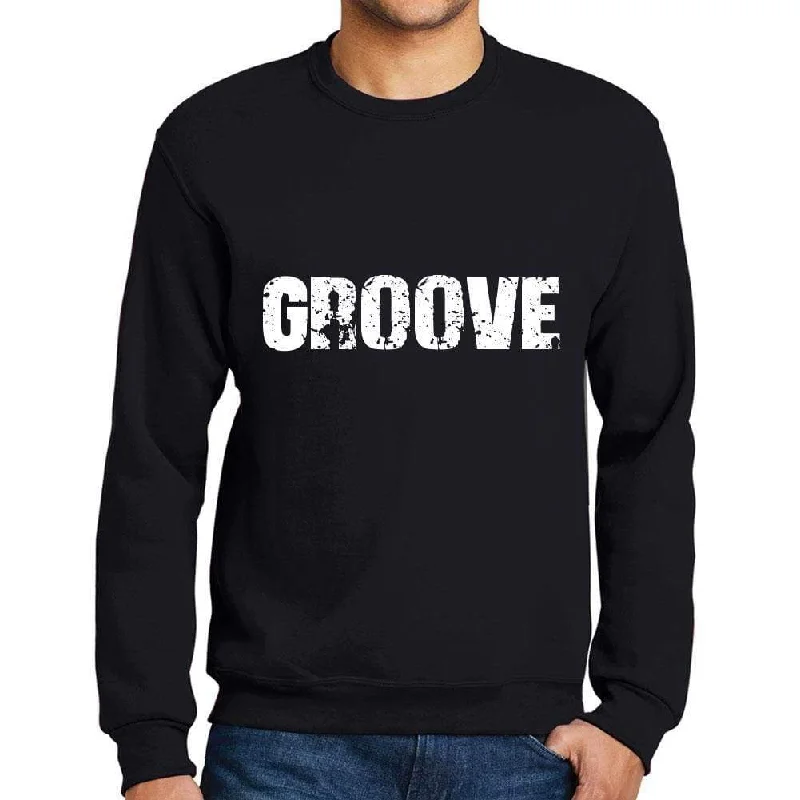 Men's Printed Graphic Sweatshirt Popular Words GROOVE Deep Black