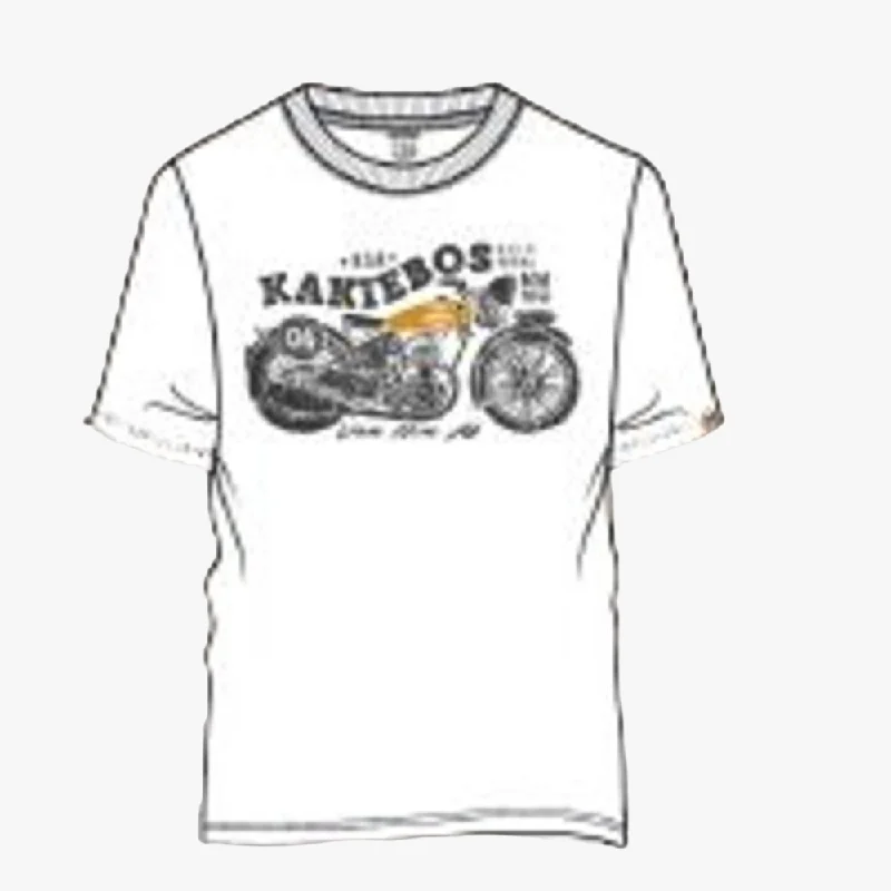 Kakiebos Mens Classic Fit  Motorfiets Short Sleeve Tee White