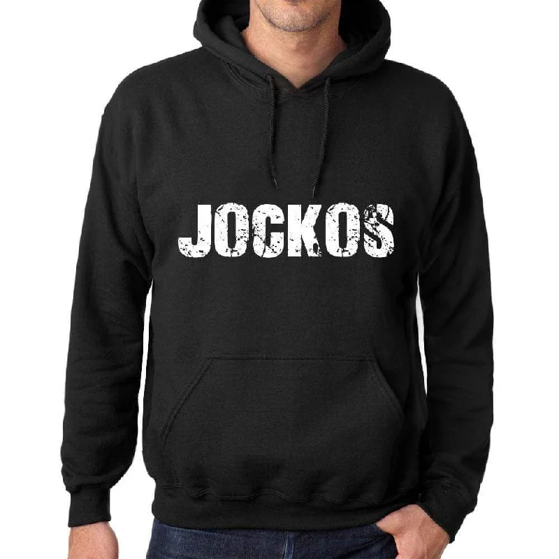 Men's Women's Unisex Printed Graphic Cotton Hoodie Soft Heavyweight Hooded Sweatshirt Pullover Popular Words JOCKOS Deep Black