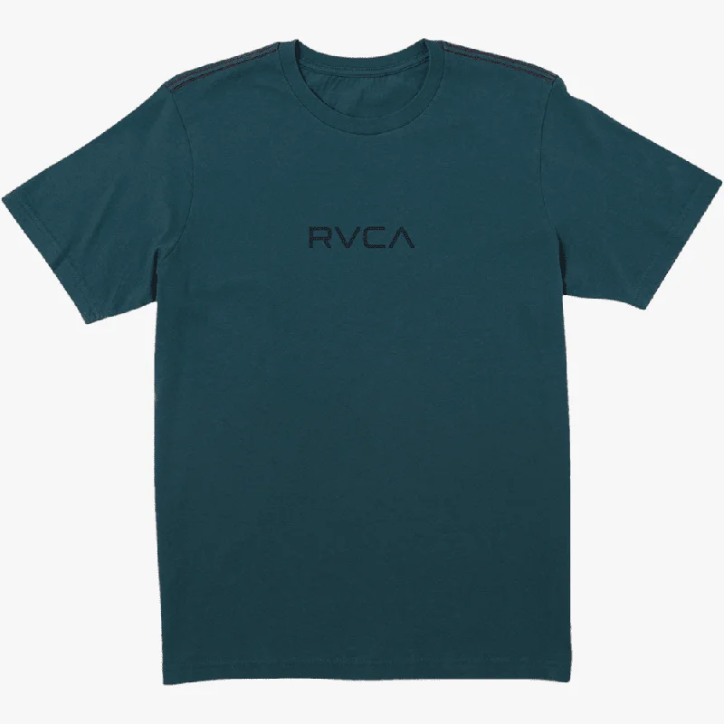 Rvca Mens Flock Red Stitch Short Sleeve Tee Duck Blue