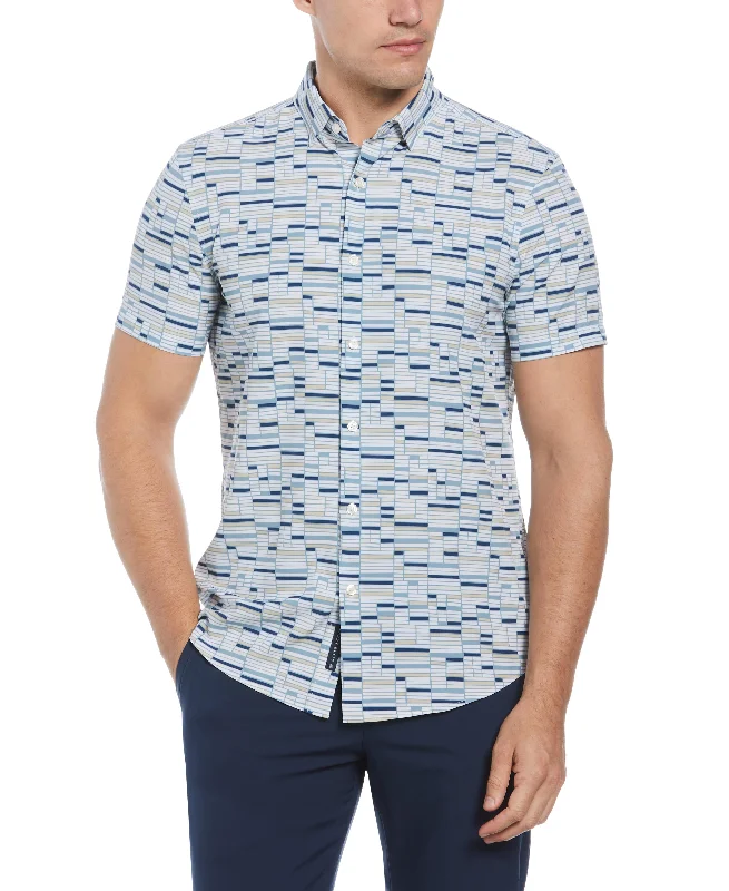 Total Stretch Slim Fit Geo Tile Print Shirt