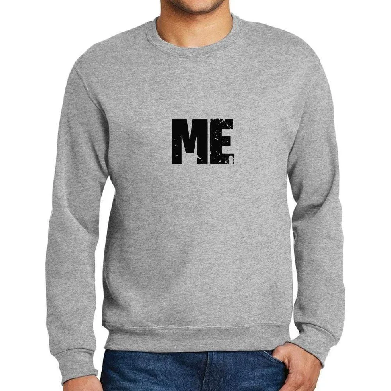 Men's Printed Graphic Sweatshirt Popular Words ME Grey Marl