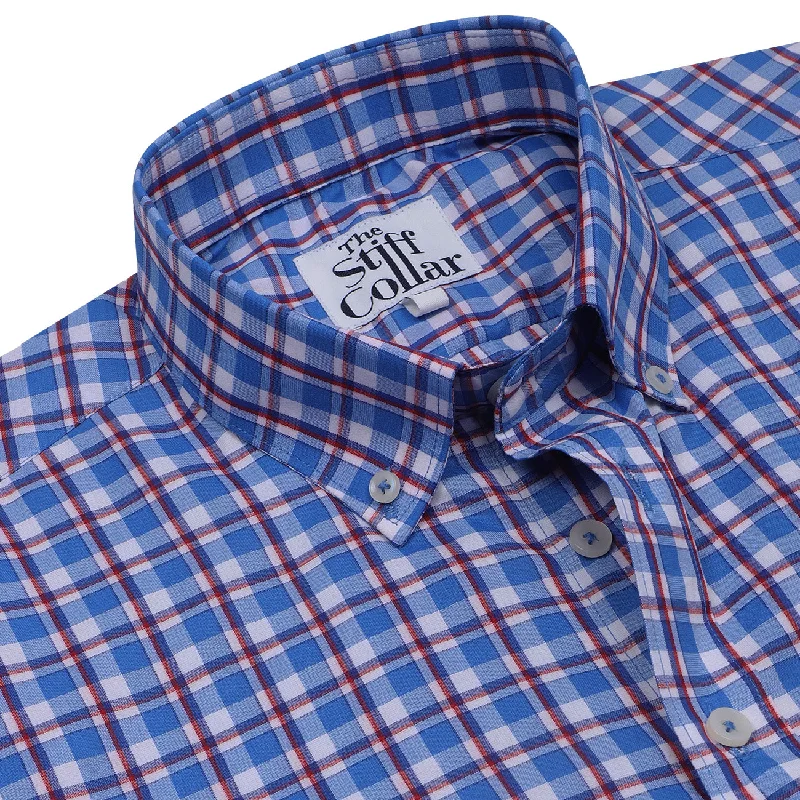 Jodhpur Blue Check Button Down Cotton Blend Shirt