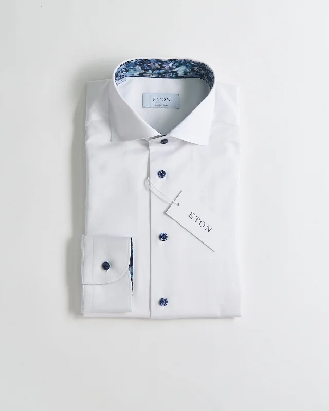 Floral Trim Twill Contemporary Shirt