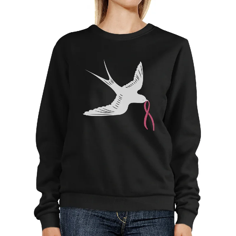 Pink Ribbon And Swallows Birds Sweatshirt