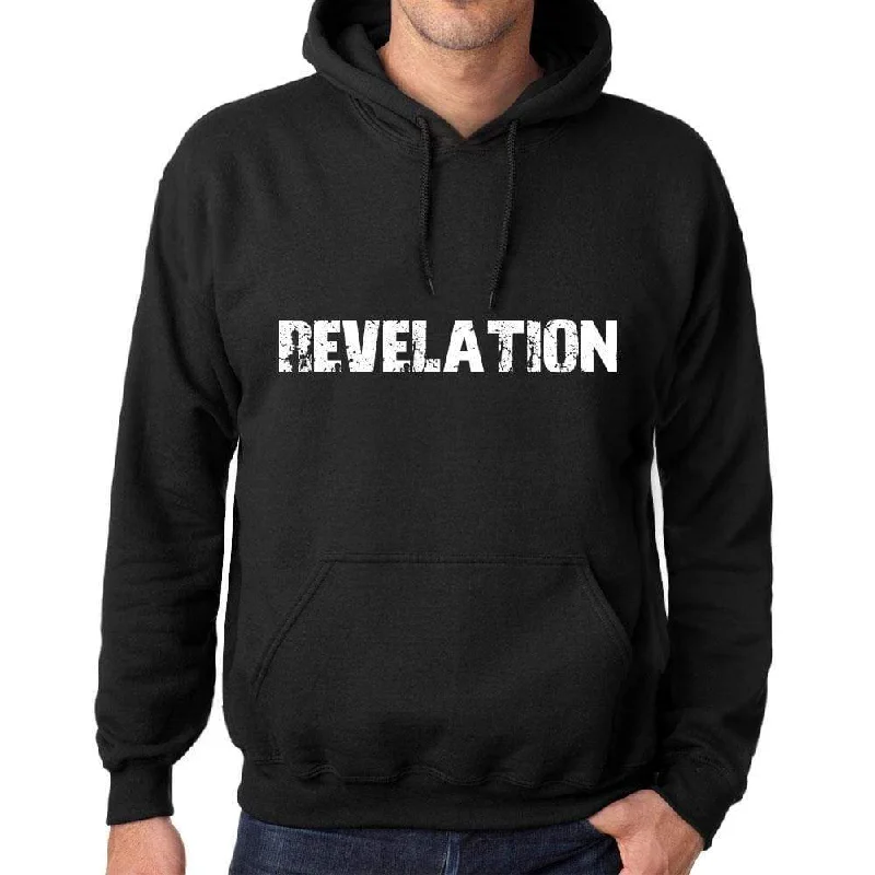 Men's Women's Unisex Printed Graphic Cotton Hoodie Soft Heavyweight Hooded Sweatshirt Pullover Popular Words REVELATION Deep Black