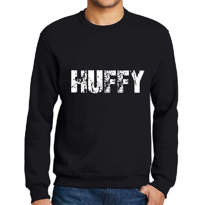 Markdowns Men's Printed Graphic Sweatshirt Popular Words HUFFY Deep Black