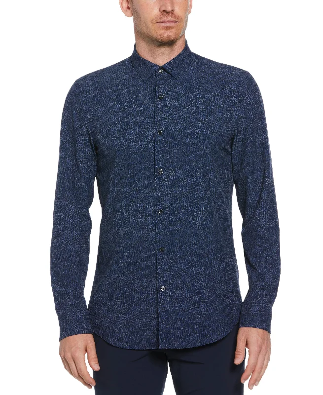 Tua X Perry Ellis Collaboration Textured Wavy Print Shirt