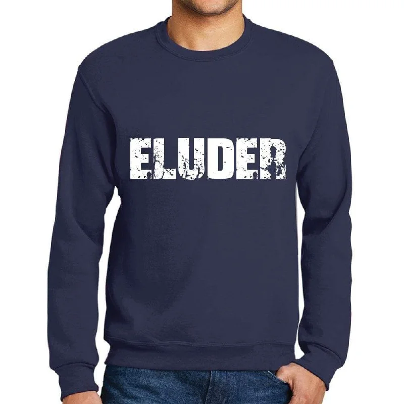 Men's Printed Graphic Sweatshirt Popular Words ELUDER French Navy