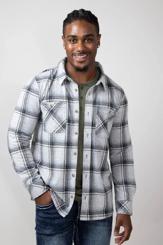 Thread & Supply Clark Shirt for Men in Black Grey Plaid | T3184PVXTM-BLACKGREYPLAID