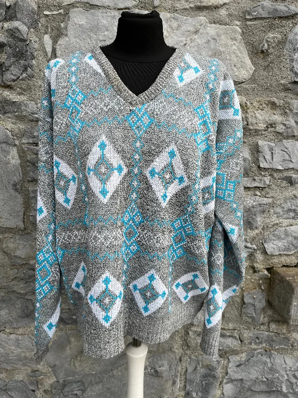 90s Grey diamonds jumper M/L