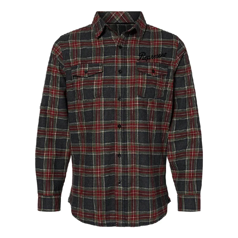 Slanted Dyed Yard Flannel Shirt [GRAY RED]