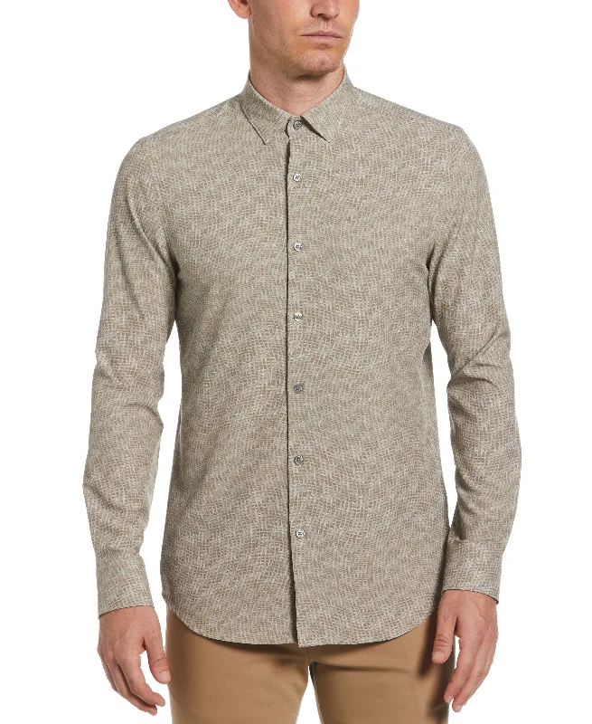 Tua X Perry Ellis Collaboration Textured Wavy Print Shirt