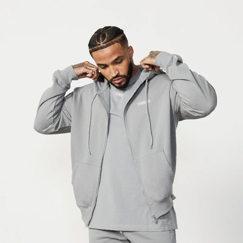 Vanquish Essential Steel Grey Oversized Full Zip Hoodie