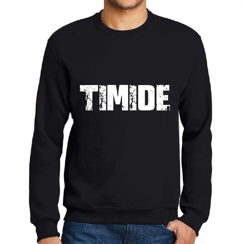 Men's Printed Graphic Sweatshirt Popular Words TIMIDE Deep Black