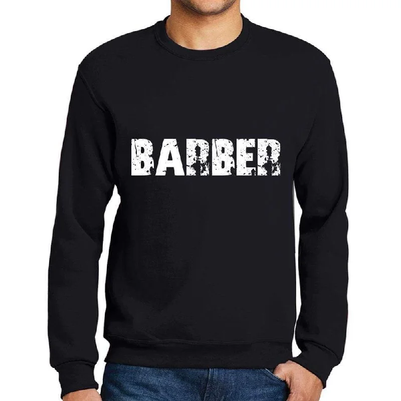Midnight Madness Men's Printed Graphic Sweatshirt Popular Words BARBER Deep Black