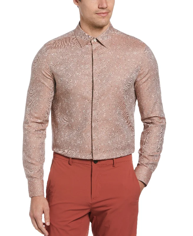 Slim Fit Jacquard Floral Print Shirt