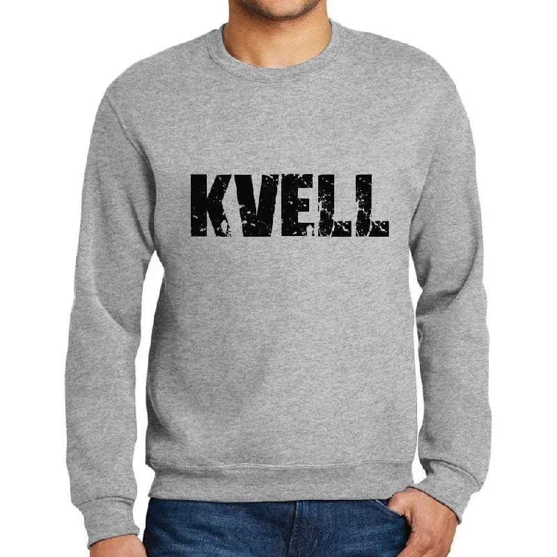 Men's Printed Graphic Sweatshirt Popular Words KVELL Grey Marl