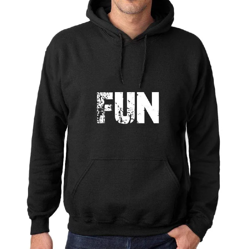 Men's Women's Unisex Printed Graphic Cotton Hoodie Soft Heavyweight Hooded Sweatshirt Pullover Popular Words FUN Deep Black