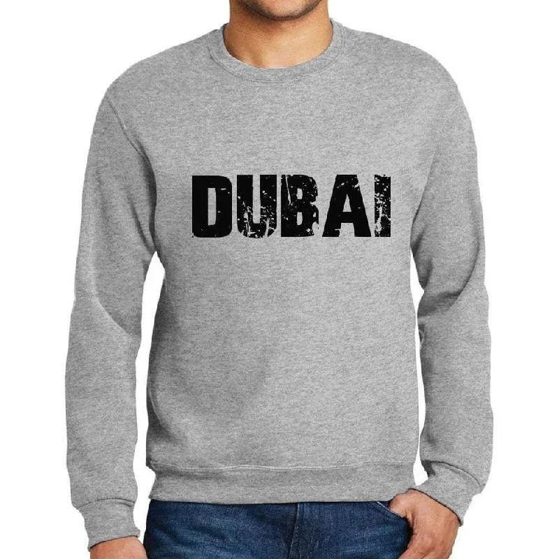 Men's Printed Graphic Sweatshirt Popular Words DUBAI Grey Marl