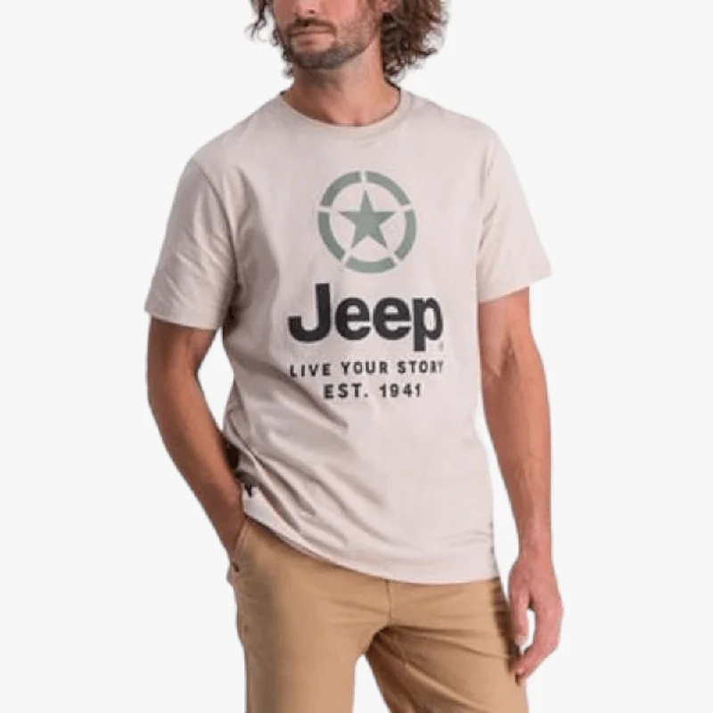 Jeep Mens Logo Icon Short Sleeve Tee Stone