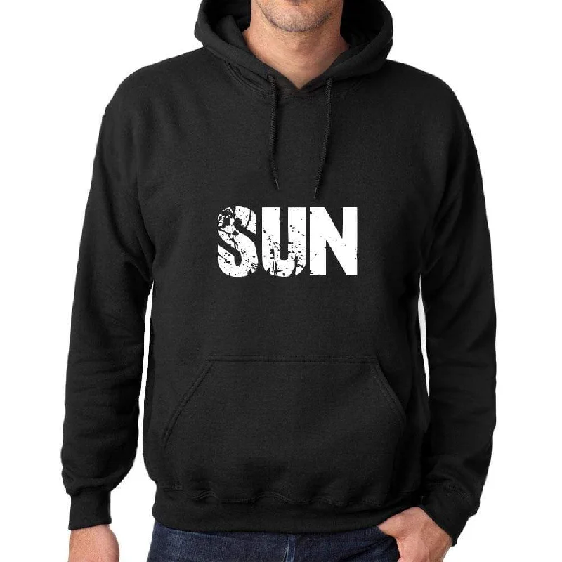 Men's Women's Unisex Printed Graphic Cotton Hoodie Soft Heavyweight Hooded Sweatshirt Pullover Popular Words SUN Deep Black