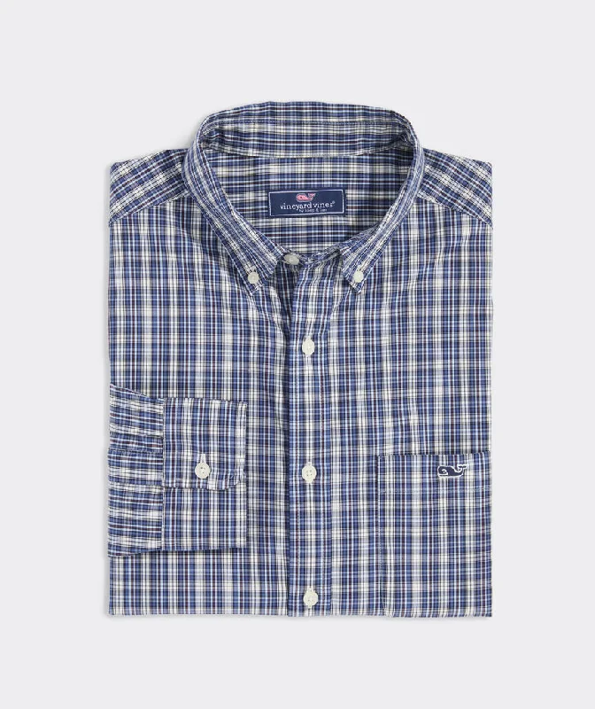 Vineyard Vines Stretch Poplin Tattersall Shirt - Jake Blue Plaid