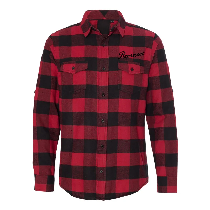 Slanted Dyed Yard Flannel Shirt [RED BLACK BUFFALO]