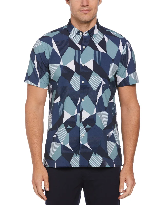 Total Stretch Exploded Geometric Print Shirt