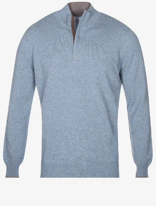 Half Zip Wolle & Kaschmir Blau