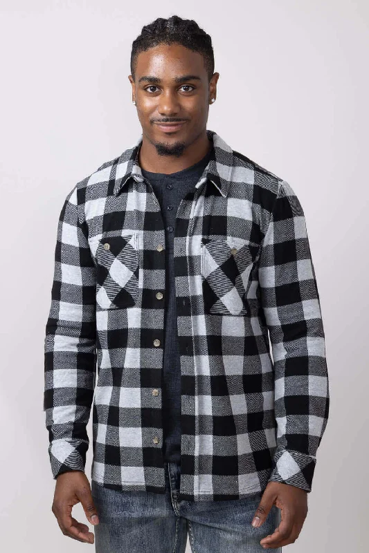 Thread & Supply Clark Shirt for Men in Grey Black Plaid | T3184PVXTM-GREYBLACKPLAID