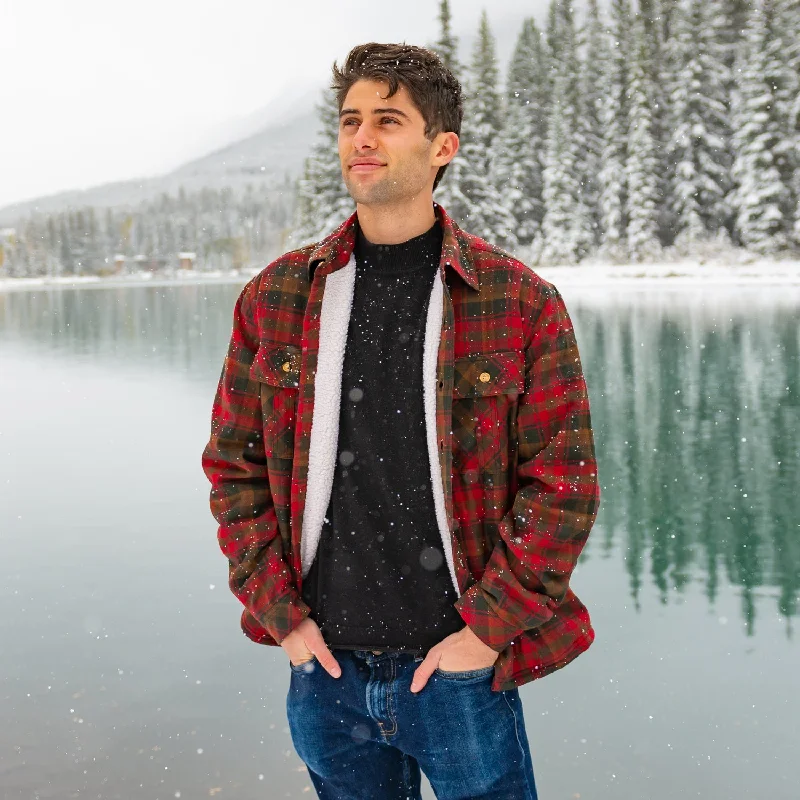 Sherpa Lined Flannel Shirt Mens Maple Leaf Tartan