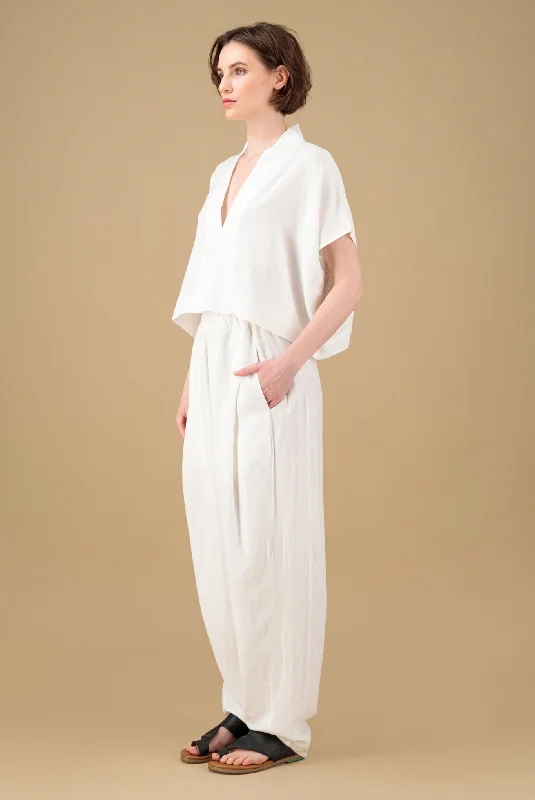 Weekend Specials to Savor Nazhu Linen Wide Leg Pants Off White