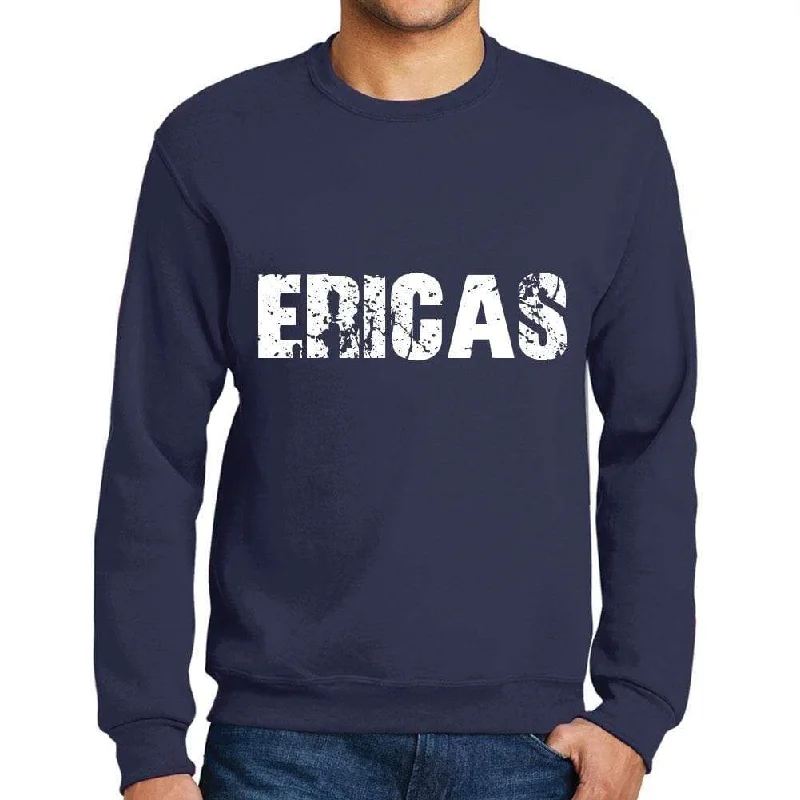 Men's Printed Graphic Sweatshirt Popular Words ERICAS French Navy