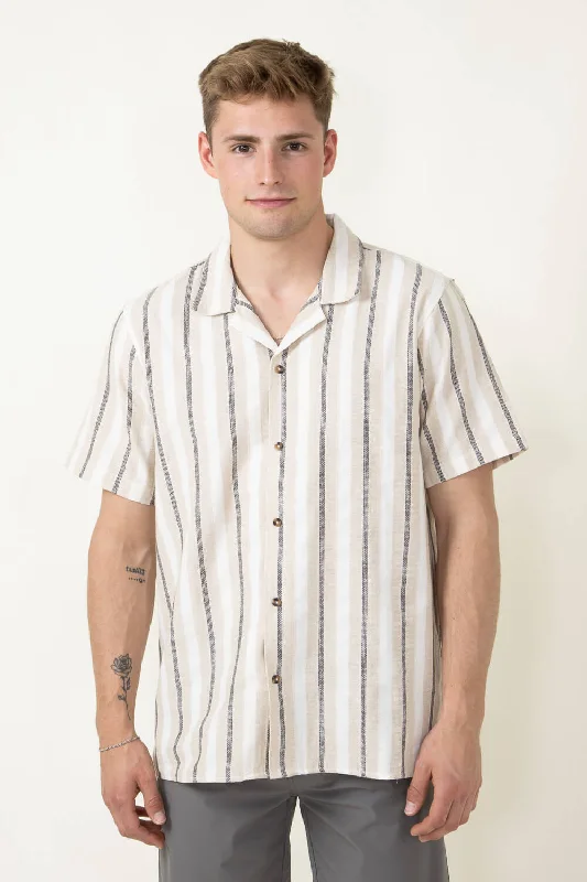 Woven Resort Button Up Shirt for Men in Tan | 4PW7059M-TAN