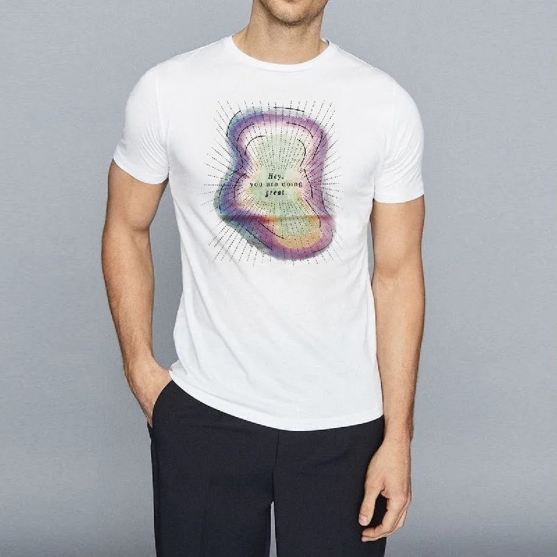 SP - Men 'White' Streachable Round-Neck Printed T-Shirt SP888