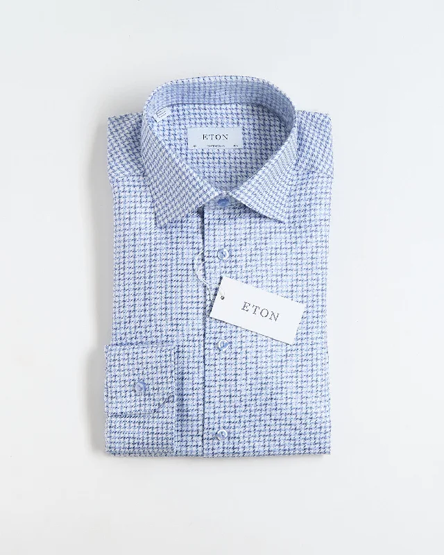 Light Blue Check King Twill Contemporary Shirt