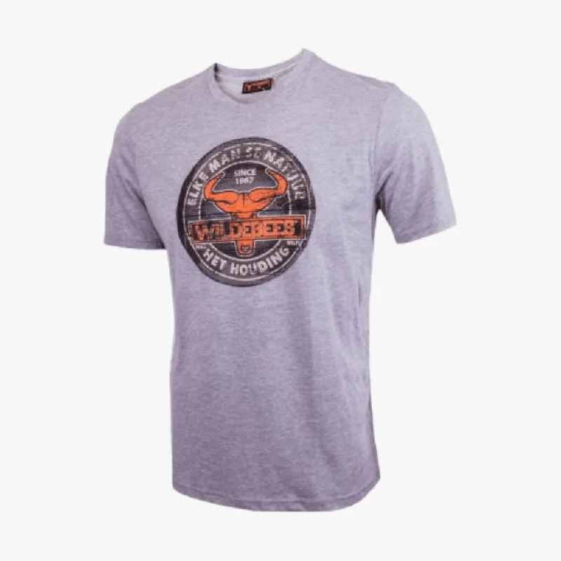 Wildebees Mens Wood Barrel Short Sleeve Tee Grey