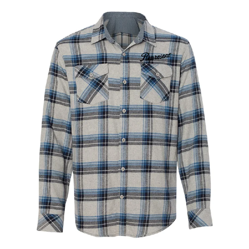 Slanted Dyed Yard Flannel Shirt [GRAY BLUE]