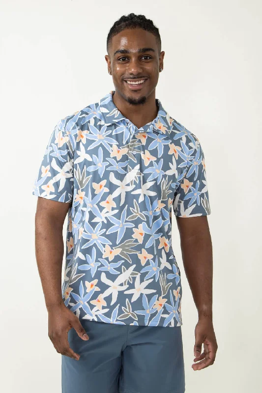 Simply Southern Tropical Polo Shirt for Men in Navy Blue | PP-0124-MN-POLO-PTTN-TROP