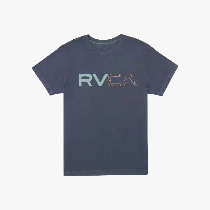 Rvca Mens Slpit Path Red Stitch Short Sleeve Tee Moody Blue