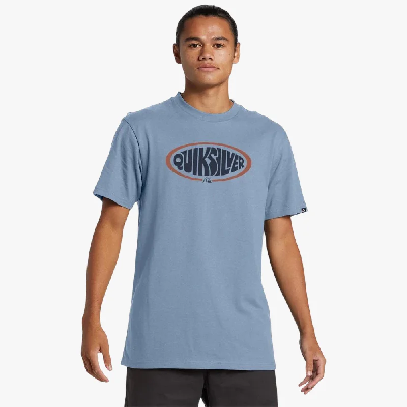 Quiksilver Oval Script Short Sleeve Tee Faded Denim