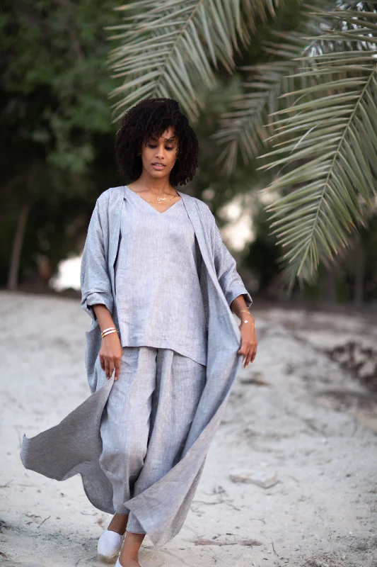Take Advantage Jade Linen Kimono Pants Pearl Gray