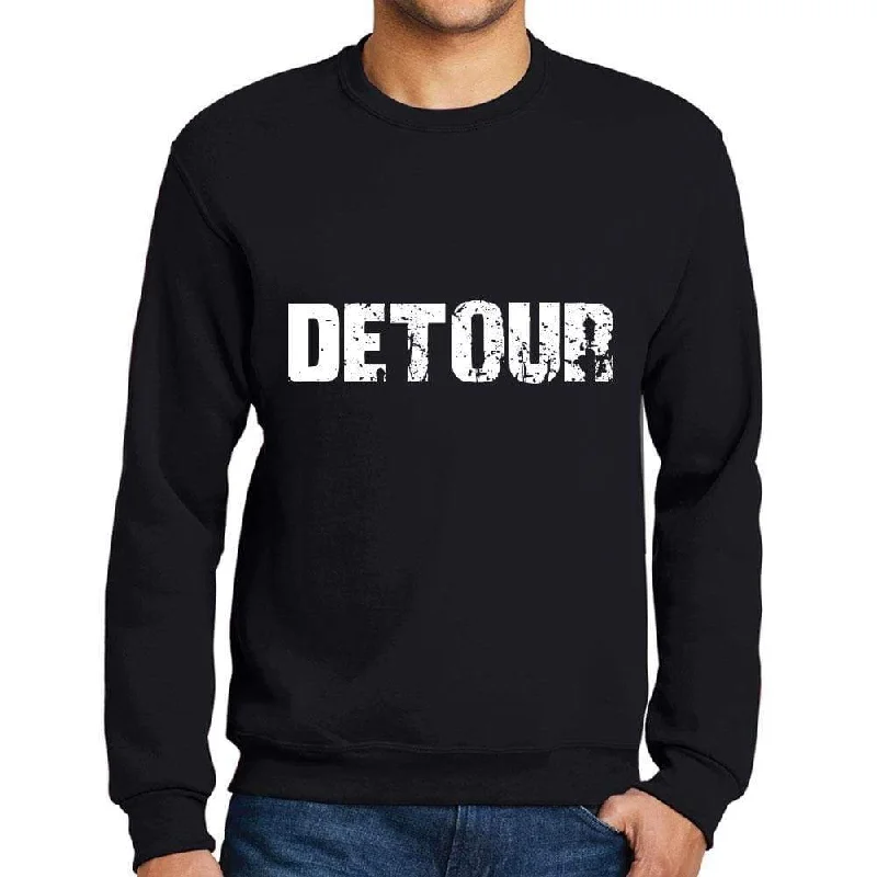 Men's Printed Graphic Sweatshirt Popular Words DETOUR Deep Black