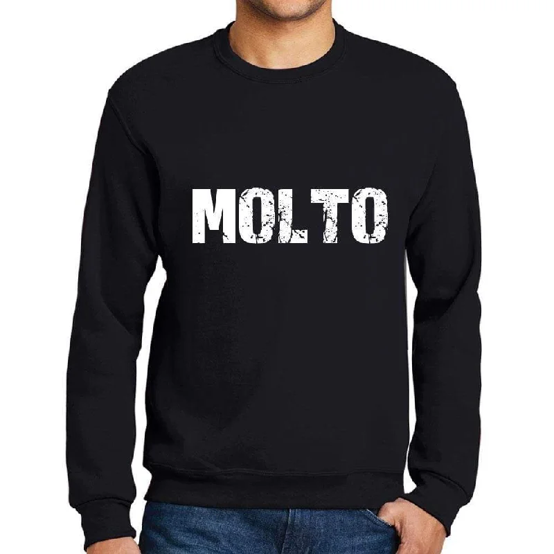 Men's Printed Graphic Sweatshirt Popular Words MOLTO Deep Black