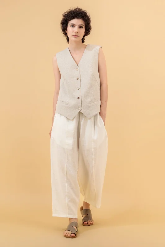 Weekend Savings Extravaganza Ashkhar Relaxed Linen Pants White