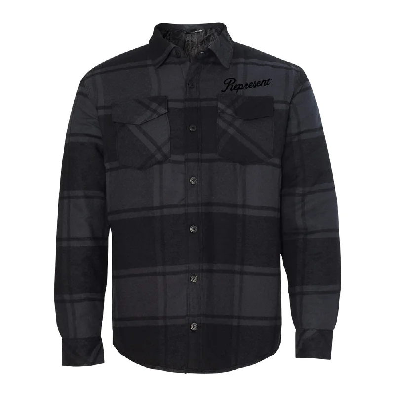 Slanted Quilted Flannel Jacket [GRAY BLACK]