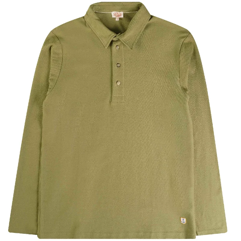 ID80018-Armor Lux Long Sleeve Khaki Polo Shirt