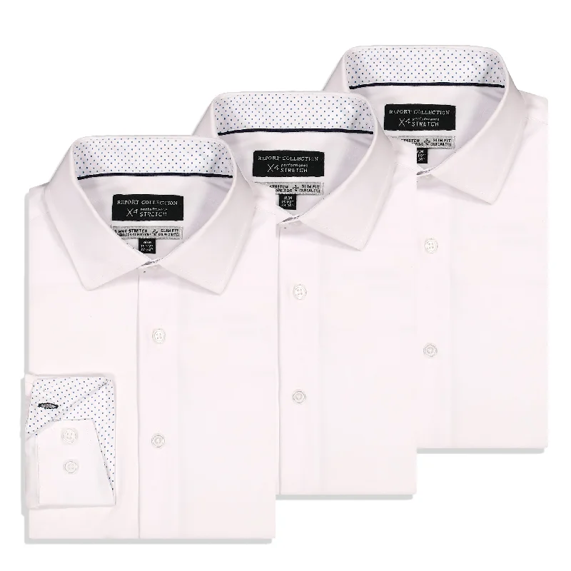 4-Way Stretch Dress Shirt 3-Pack in White