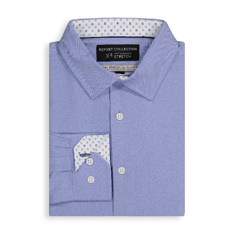 Blue Herringbone Performance Shirt